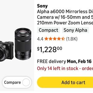 Sony A 6000 new in box ( original price 1200)